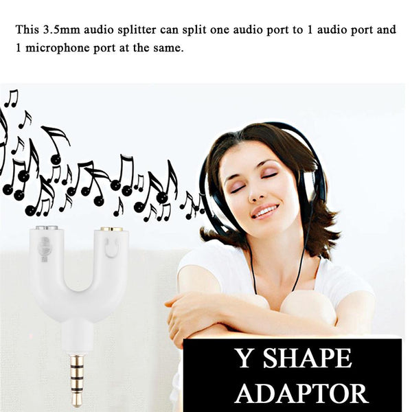 Fornorm 3.5mm Stereo Audio Splitter Headset Adapter Earphone Connector 1 Male to 2 Female Headphone with Separated Microphone