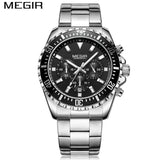 MEGIR Men Casual Quartz Sport Watch Chronograph Stainless Steel Waterproof Sports Wristwatches