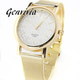 Genvivia 2017 New Luxury Casual Watch Women Lady Gold Stainless Steel Quartz Analog Wrist Watch  Free shipping&Wholesales