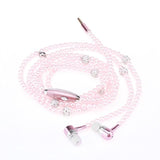 FORNORM 3.5mm Rhinestone Jewelry Pearl Necklace Earphones Sound In-ear Handsfree Earbuds With HD Microphone For SmartPhone
