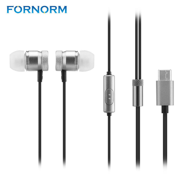 FORNORM Wired USB Type C Plug In-Ear Metal Stereo Earphone with Mic For Letv LeEco Le 2 max 2 Pro 3 Mp3 Mp4