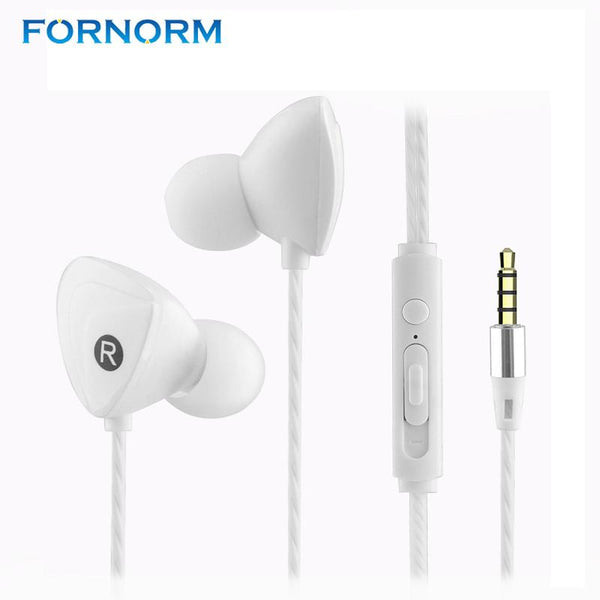 FORNORM Stereo Earphone Quality Sound Earbud In-Ear Earphones Hands Free Headset With HD Mic Right Angle Plug For iPhone Samsung