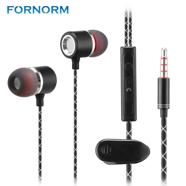 FORNORM S1 Metal Earphones with Microphone Super Bass Headset Earbuds In-ear Earphone Noise Cancelling for Xiaomi iphone MP3