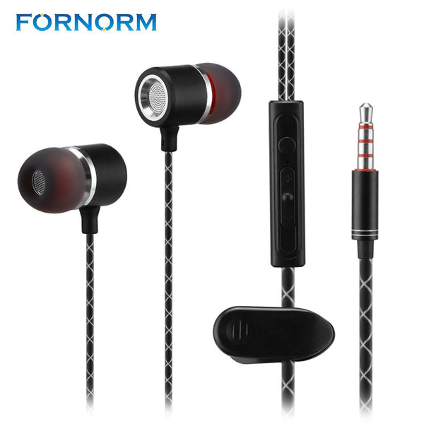 FORNORM Universal Earphone Wired Super Heavy Bass Earbuds In-ear With Stereo Microphone Headset for Samsung iPhone Xiaomi HTC LG