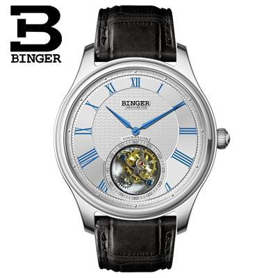Switzerland BINGER Watches Men Seagull Automatic Movemt Watch Male Tourbillon Sapphire Alligator Hide Mechanical Brand Luxury