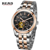 READ Mechanical watches men luxury brand fashion casual Business vintage Full Stainless Steel relogio masculino Wristwatch 8006G
