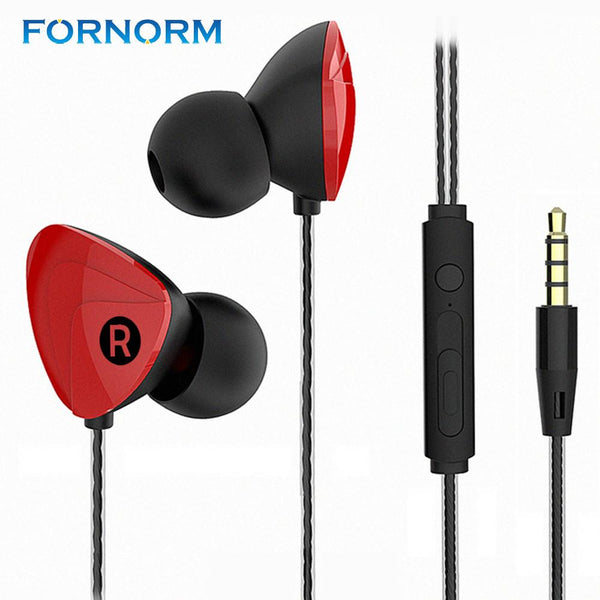 FORNORM Wired In-Ear Earphone headset with Mic Microphone for mobile phones Stereo Bass Earbuds 3.5mm Jack For all Smart phone