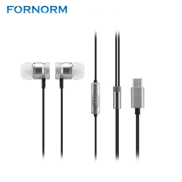 FORNORM USB Type-C In-Ear Wired Earphone Metal Soft Silicone For Levi LeEco Le2 max Pro2 3 Mp3 Mp4