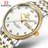 CARNIVAL Mens Tourbillon Mechanical Watches Top Brand Luxury Full Steel Waterproof Watch Men Business Automatic Wristwatches For