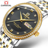 CARNIVAL Mens Tourbillon Mechanical Watches Top Brand Luxury Full Steel Waterproof Watch Men Business Automatic Wristwatches For