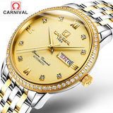 CARNIVAL Mens Tourbillon Mechanical Watches Top Brand Luxury Full Steel Waterproof Watch Men Business Automatic Wristwatches For