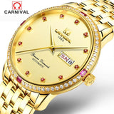 CARNIVAL Mens Tourbillon Mechanical Watches Top Brand Luxury Full Steel Waterproof Watch Men Business Automatic Wristwatches For