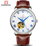 CARNIVAL Men Mechanical Watch Big Dial Luxury Brand Business Men Leather Watches Clock Wristwatches Relogio Masculino Reloj
