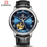 CARNIVAL Men Mechanical Watch Big Dial Luxury Brand Business Men Leather Watches Clock Wristwatches Relogio Masculino Reloj
