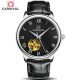CARNIVAL Men Mechanical Watch Big Dial Luxury Brand Business Men Leather Watches Clock Wristwatches Relogio Masculino Reloj