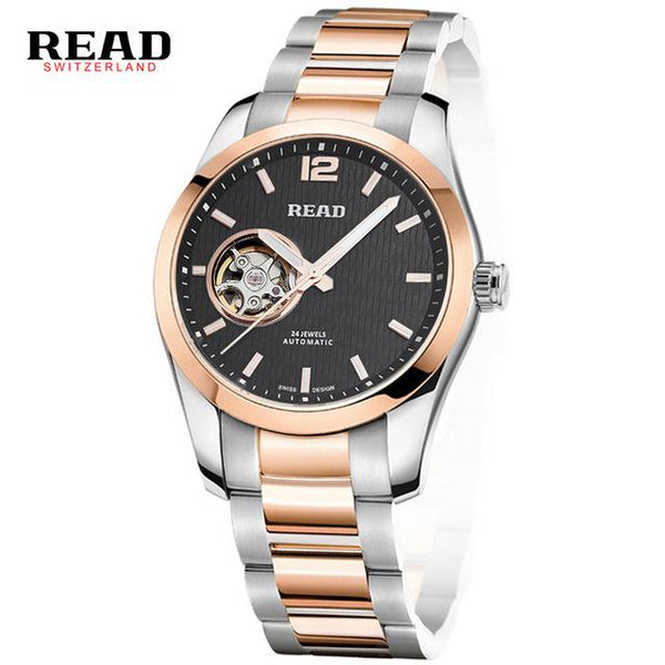 Mens Watches Automatic Mechanical Watch Skeleton Clock Leather Casual business wristwatch relojes hombre top brand READ luxury