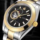 MG.ORKINA Mens Automatic Self Winding Mechanical Skeleton Watches Waterproof Silver Stainless Steel 316L 40MM Auto Date Watch