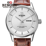 Switzerland men's watch luxury brand BINGER luminous Mechanical Wristwatches leather strap Waterproof clock B5008-7