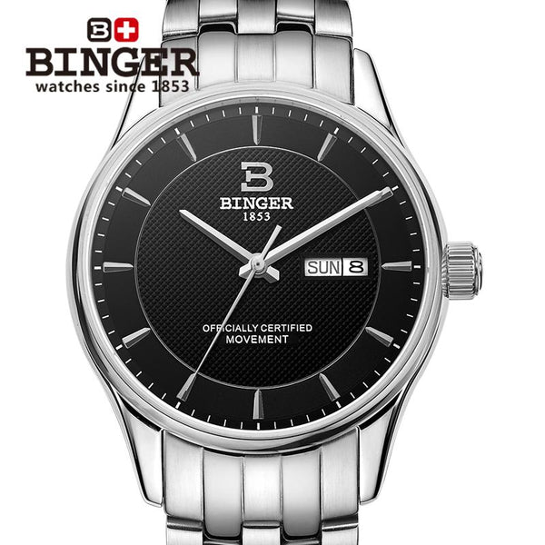 Switzerland men's watch luxury brand clock BINGER luminous Automatic self-wind full stainless steel Waterproof B5008-2