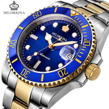 MG.ORKINA Men Stainless Steel 316l Automatic Mechanical Watches Blue 40MM Case Auto Date Diving Waterproof 30M Luminous Watch
