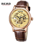READ Royal Knights series of hollow Automatic Mens Rose Facial brown leather 8002