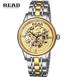 READ Royal Knights series of hollow Automatic Mens Rose Facial brown leather 8002