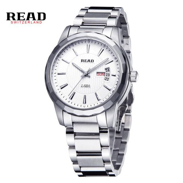 READ Luxury Brand Men Watch Classic Stainless Steel Automatic Self Wind Skeleton Mechanical Watches relogio masculino R8020G