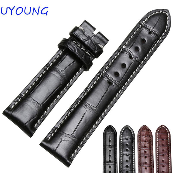 Black Brown Crocodile Leather Watchband18mm 19mm 20mm 21mm 22mm Quality Leather Mens Watch accessories