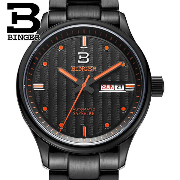 Switzerland watches men luxury brand Wristwatches BINGER business Mechanical clock sapphire full stainless steel B5006-5