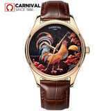 CARNIVAL Luxury Brand Men Watches 2018 The Year Of Rooster Limited Edition Watch Men Fashion Automatic Male Clock 5ATM Uhren