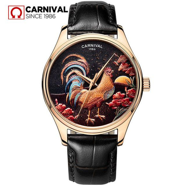 CARNIVAL Luxury Brand Men Watches 2018 The Year Of Rooster Limited Edition Watch Men Fashion Automatic Male Clock 5ATM Uhren