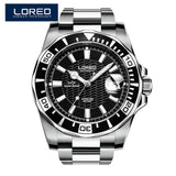 LOREO Original Men Mechanical Watches Men Luxury Brand Full Steel Waterproof 200m Business Automatic Wristwatches For Men A50