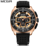 MEGIR Men's Casual Watch Silicone Band Waterproof Army Military Chronograph Sport Watch Male Creative Clock For Birthday Gifts