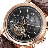 KS Blue Automatic Grand Series Luxury Mechanical Watch Calendar Tourbillon Steel Leather Band Timepiece Men's Clock Gift /KS370