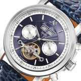 KS Grand Series Automatic Mechanical Wrist Watch Black Date Tourbillon Stainless Steel Men Leather Clock +Wooden Gift Box /KS367