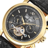KS Grand Series Automatic Mechanical Wrist Watch Black Date Tourbillon Stainless Steel Men Leather Clock +Wooden Gift Box /KS367