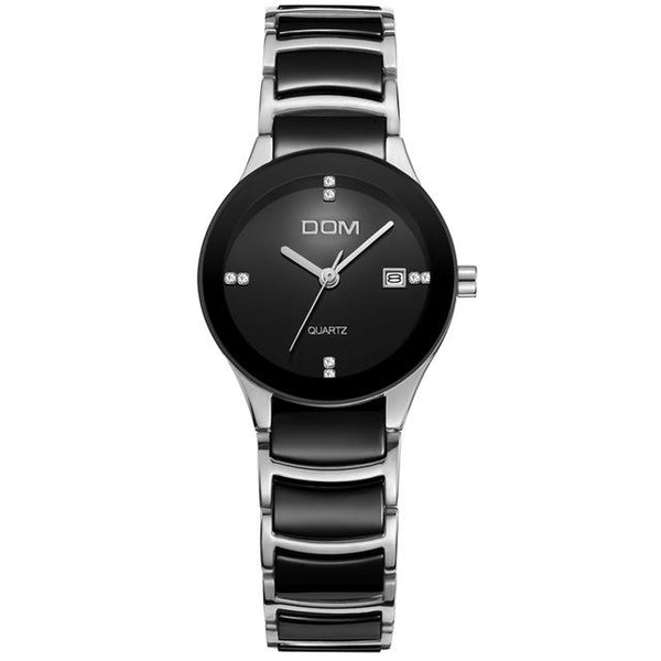 DOM women watches luxury brand Casual waterproof style quartz ceramic Automatic date watch reloj hombre marca de lujo T-529