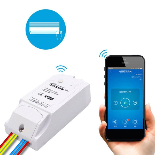 Sonoff Pow Wifi Switch Relay Module AC 90V-250V 16A Wireless Light Timer Switch Real-time Monitor For Smart Home Automation