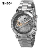 Mens Automatic Mechanical Watches Top Brand Luxury Watch Men Skeleton Transparent Automatic Self Wind Black Leather Wrist Watch