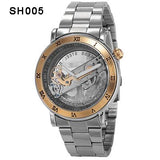 Mens Automatic Mechanical Watches Top Brand Luxury Watch Men Skeleton Transparent Automatic Self Wind Black Leather Wrist Watch