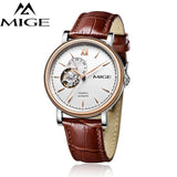 MIGE Luxury Watches Men Mechanical Wristwatches Tourbillion Synthetic Sapphire Crystal Cowhide Leather Strap Relogio Masculino