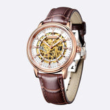 MIGE Watches Men Top Brand Luxury Luminated Skeleton Hollow Mechanical Wristwatches Cowhide Leather Strap Relogio Masculino
