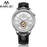 MIGE Luxury Watches Men Tourbillion Mechanical Wristwatch Synthetic Sapphire Crystal Genuine Leather Strap Relogio Masculino