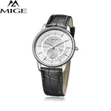 MIGE Luxury Women Watches Men Quartz Wristwatches Synthetic Sapphire Crystal 30m Waterproof Genuine Leather Watchband Relogio