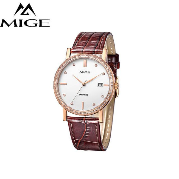 MIGE Fashion Women Watches Men Lovers Quartz Wristwatch Japanese Movement Synthetic Sapphire Crystal Waterproof Relogio Feminino