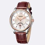 MIGE Fashion Watch Men Women Mechanical Watches Synthetic Sapphire Crystal Calendar Hollow Cowhide Leather Strap Butterfly Clasp