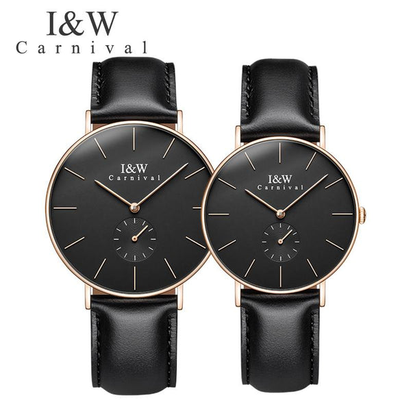 Lovers Couple Watch CARNIVAL Brand Mens Womens Watches Luxury Fashion Business Leather Watch Quartz Waterproof Wrist watches