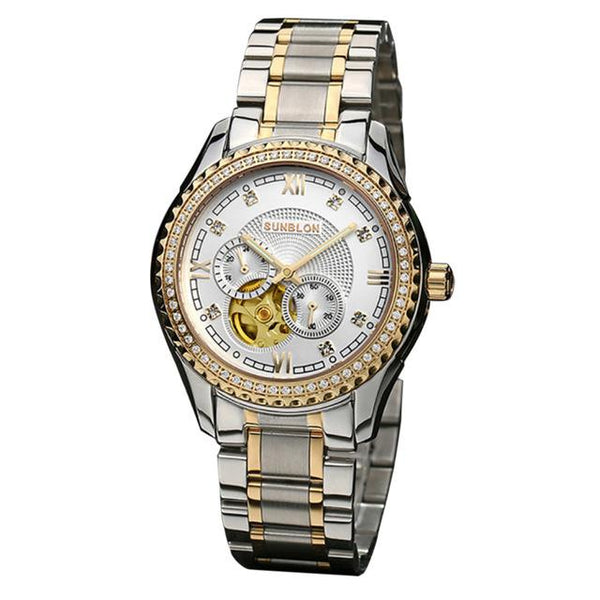 2017 S505B Stainless Steel Mechanical Skeleton Watch Golden Movement Y7821