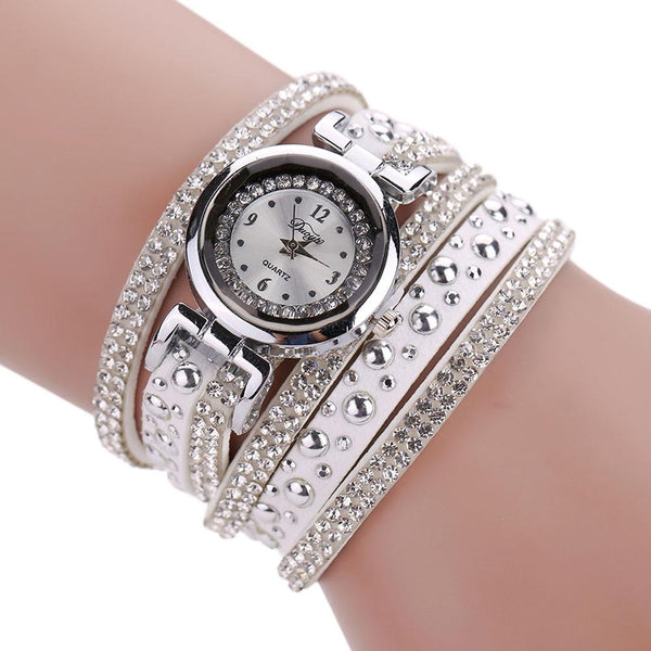 High quality Vintage Fashion Crystal Band Bracelet Dial Quartz Dress Wrist Analog Watch relogio feminino Sep2