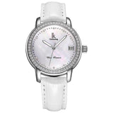 Luxury Rhinestone Silver Waterproof 100M Automatic Watch Women Mechanical Self-winding Watches Woman White Shell Dial Date Clock